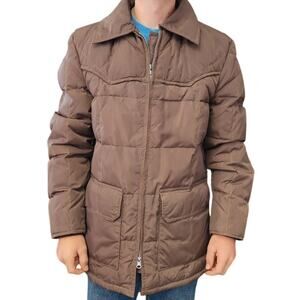 Vntg Pioneer Wear Northern Down Quilted Jacket Olive Green Men Medium MINT Cond